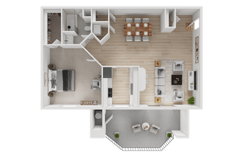 Floor plan for 1 bed, 1 bath, 792 sqft